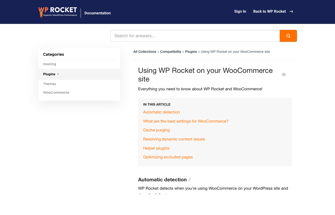WP Rocket WooCommerce settings tab showing cart and checkout exclusions